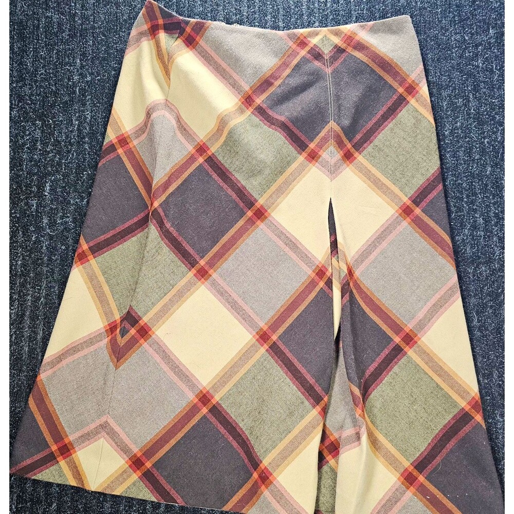 The Limited Multicolor Plaid Stretch A-Line Knee Skirt Zip Closure Size 8